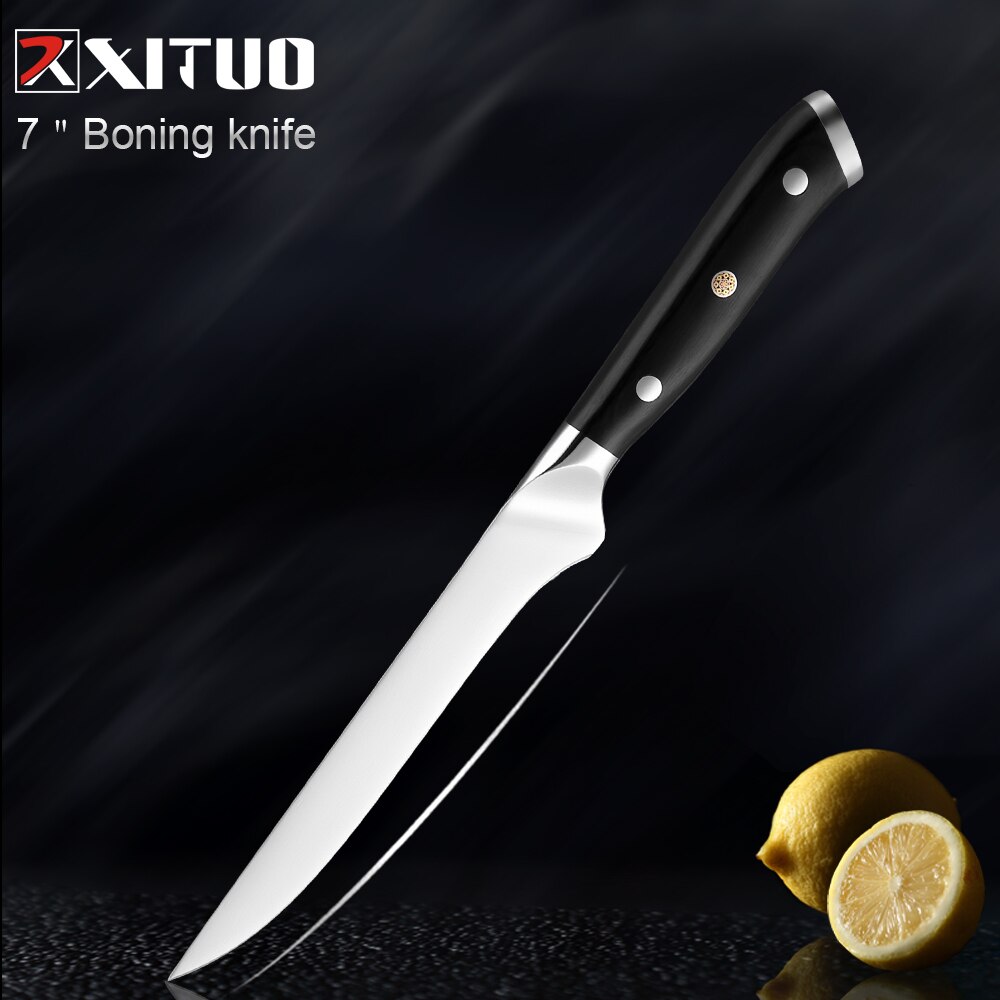 Xituo premium kjøkkenkniv sett høyytelses skarpt blad tysk stål kokkekniv verktøy santoku kniv hjemmelaget matlagingsverktøy: Utbeiningskniv