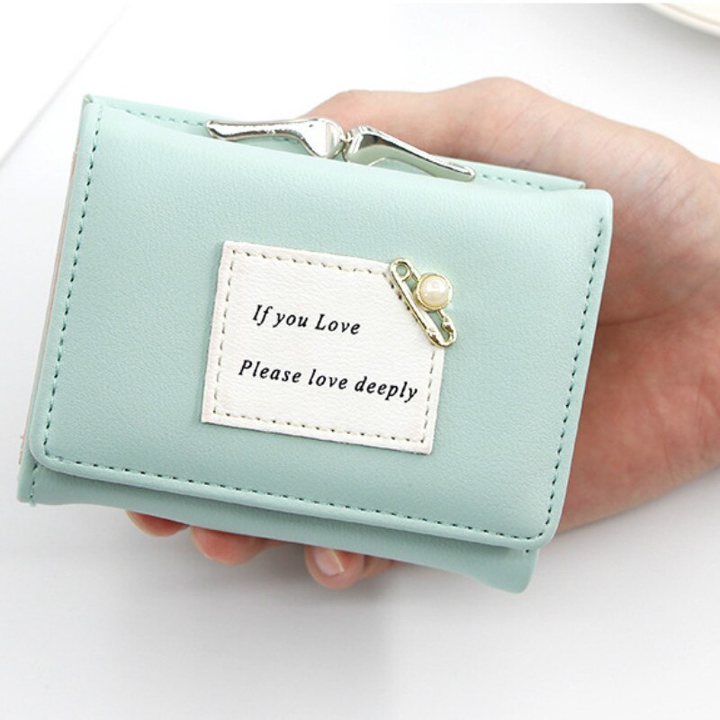 Multifunctionele Vrouwen Portemonnee Vrouwelijke Korte Mode Drievoudige Portemonnee Eenvoudige Leuke Student Clutch Kaarthouder Portemonnee: Licht Groen