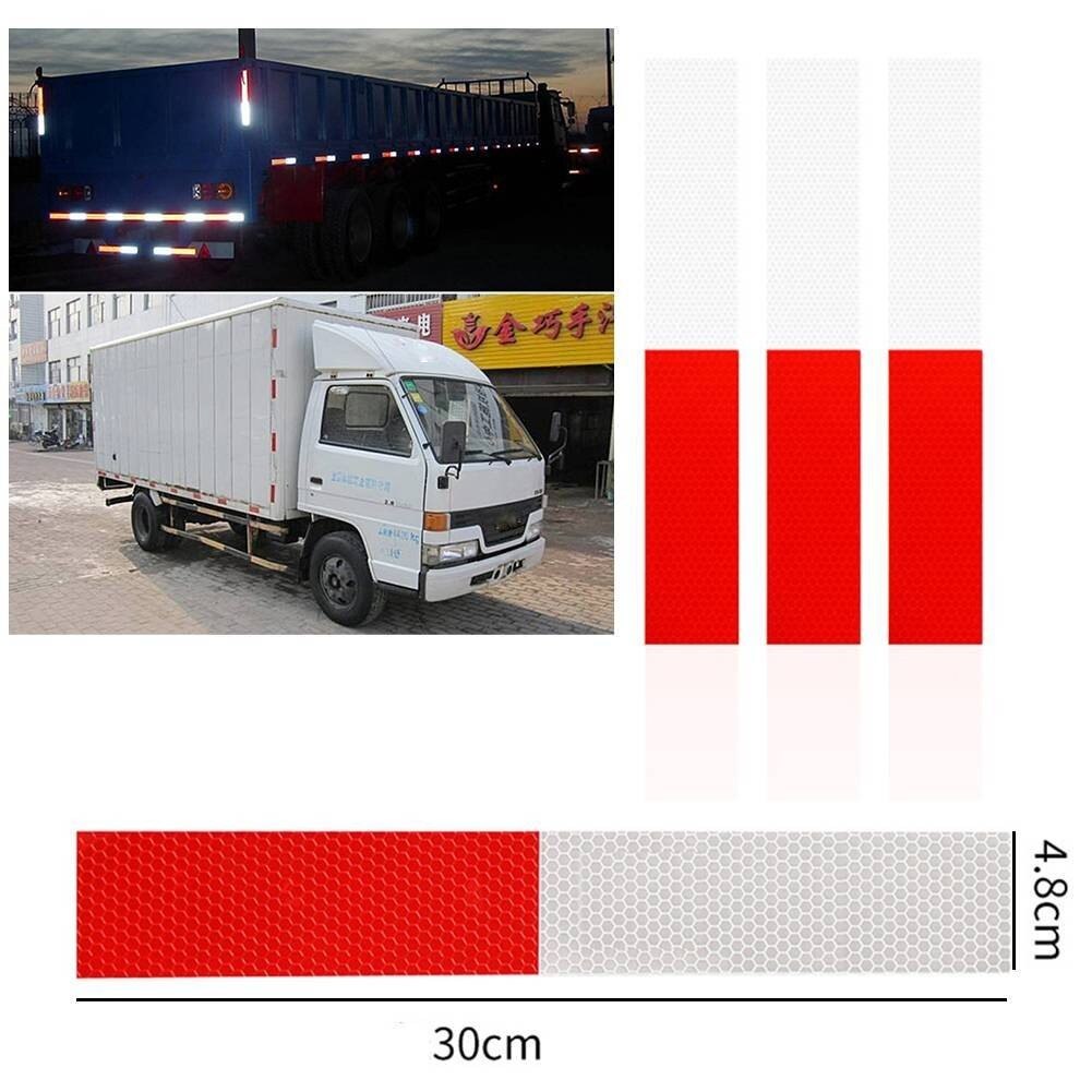 10Pcs Car Stickers Products Conspicuity Reflective Tape 2x12 Inch Red White Strip Trailer RV Truck For Car Accessories Stickers