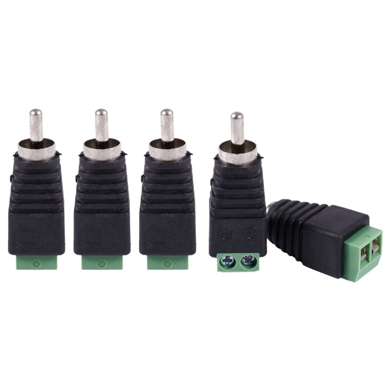 5pcs UTP Cat5 Cat6 Cable to CCTV AV Phono RCA Male Jack Plug Adapter