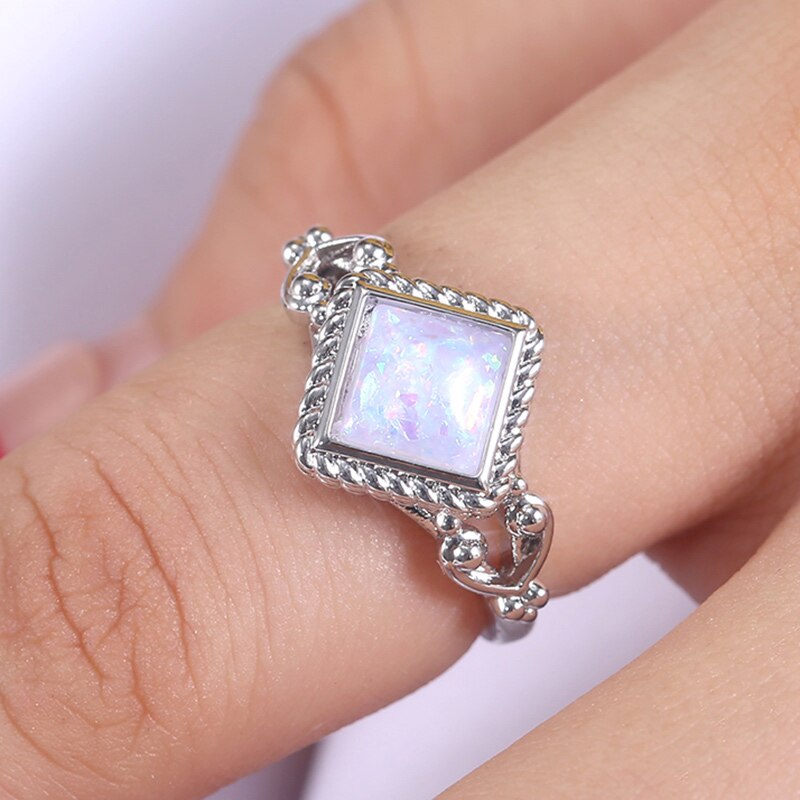 Huitan Kleurrijke Gesimuleerde Opal Ring Voor Vrou... – Grandado