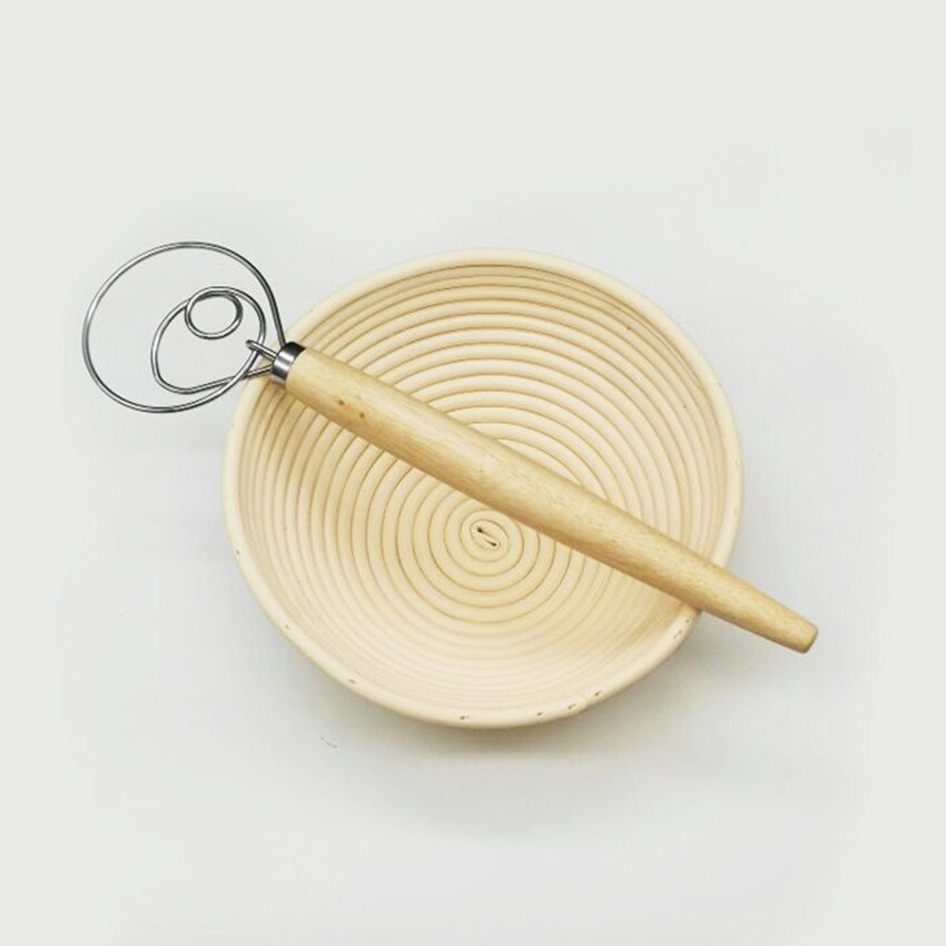 Panier rond de boulangerie, brise-pain, Banneton, Style français, artisanal, avec fouet à pâte