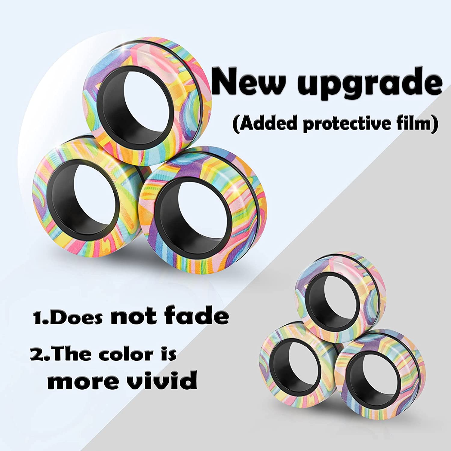 Magnetic Ring Fidget Toys Suit, Adhd Fidget Toys, Adult Fidget Magnet Swivel Ring Fingertip Spinning Top Fingers Out