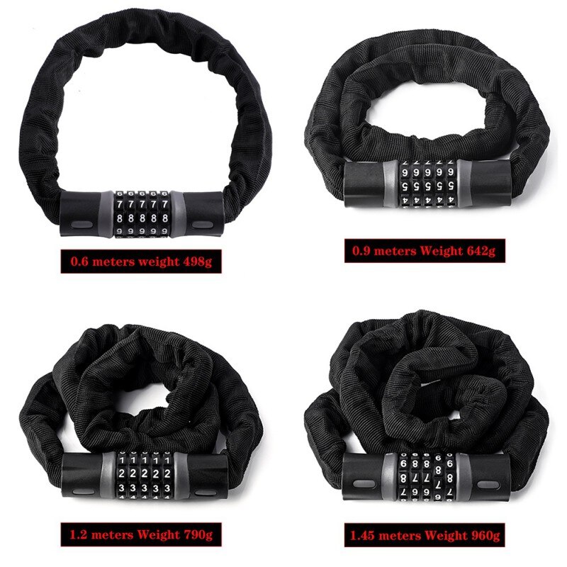 Bicycle Code Lock MTB Road Bike Safety Anti-theft Chain Lock Cycling Bicycle Accessories Bike Lock Road Bike Lock