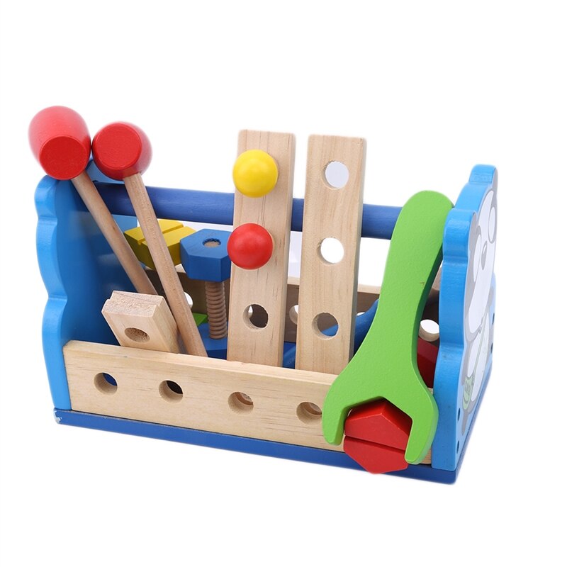 Spædbørn panda værktøj kurv børn puslespil møtrikker samling plaster trælegetøj aftageligt legetøj møtrik samling børn brinquedos