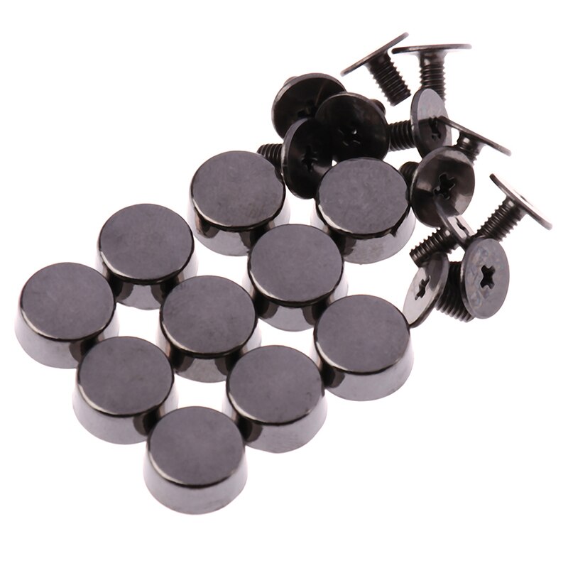 10sets Wear Protection Bag Bottom Studs Rivets DIY Leather Buttons Screw For Bags Hardware Belt Accessories For Bag Feet Screw: Black
