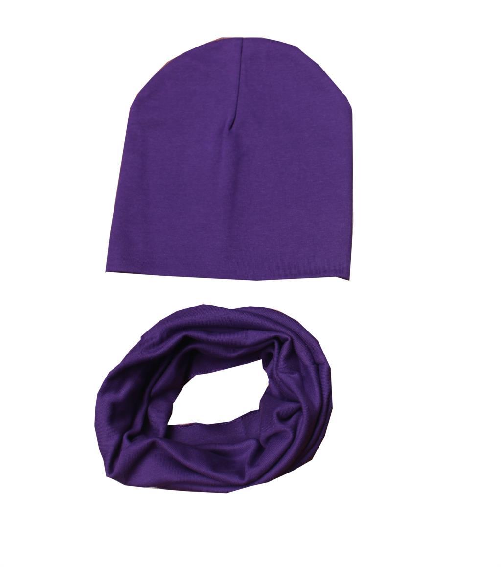 MAYA STEPAN 1 Set Winter Autumn Baby Hat Girl Boy Cap Cotton Scarf Beanie Infant knitted toddlers Children Crochet Snood Cloth: Purple 