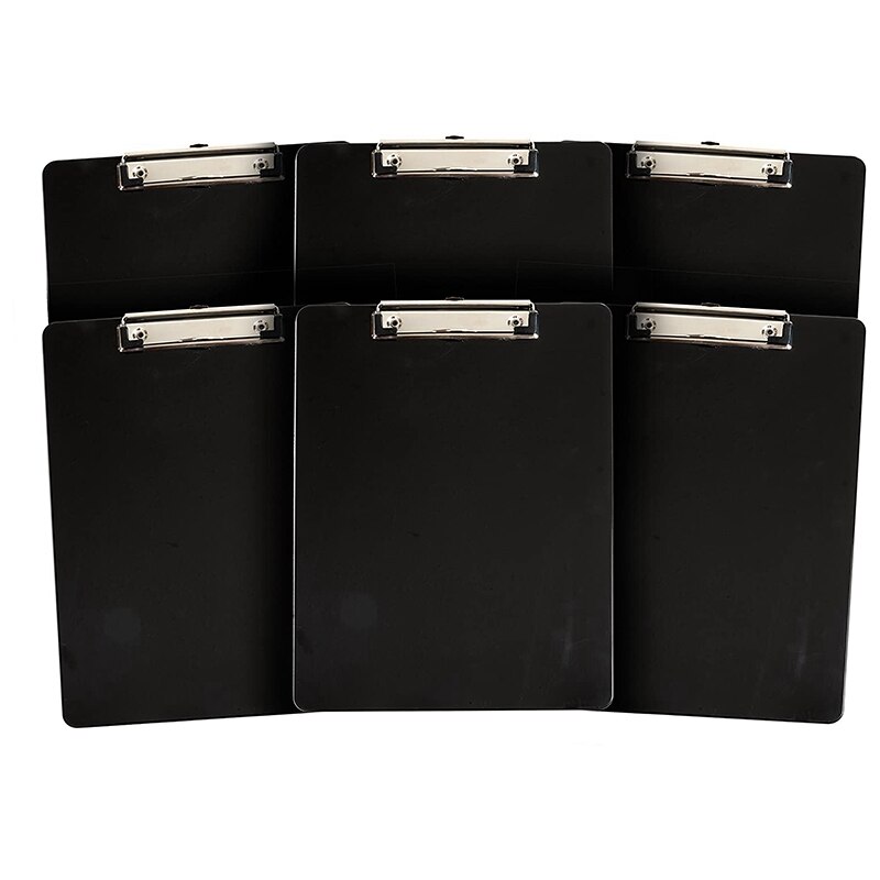 6 Pack A4 Black Plastic Clipboard, Low Profile Clip, Clipboards for Classrooms, Offices, Restaurants, Offices: Default Title