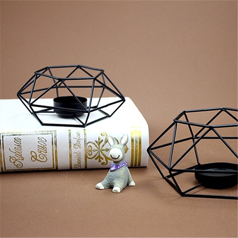 Metal Candle Holder Geometric Iron Candlestick Holders Home Shop Bar Party Wedding Decorations Candle Stand Holder Rack