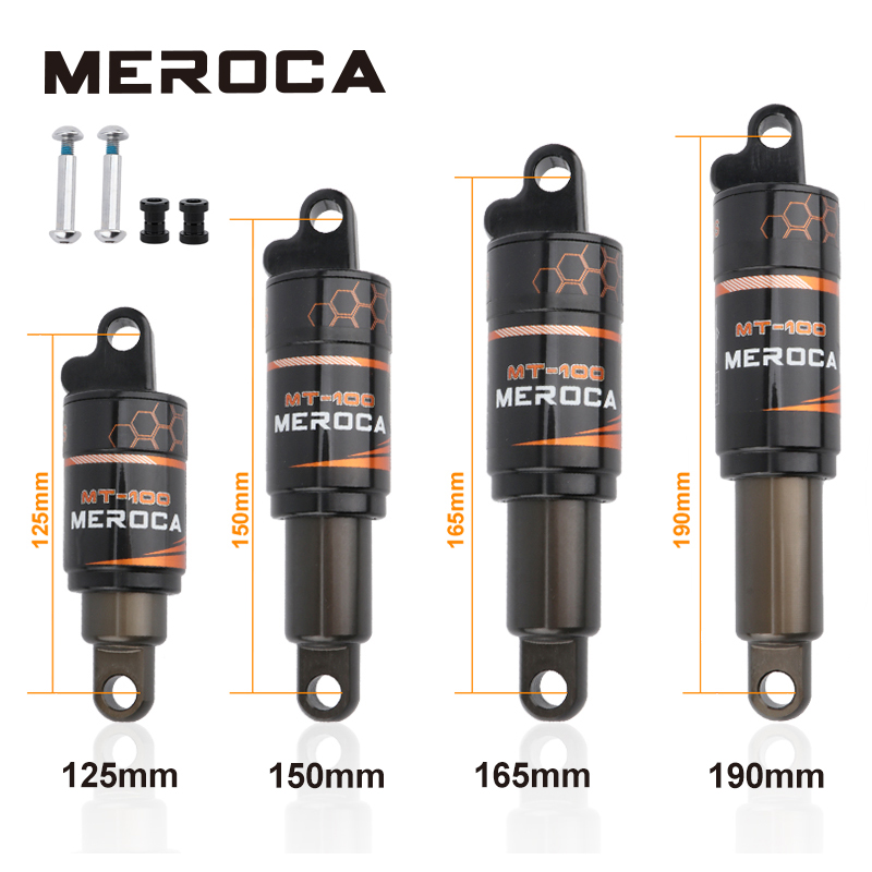 MEROCA-amortiguador Mt-100 de aleación de aluminio para bicicleta de montaña, muelle hidráulico trasero, 125mm, 150mm, 165mm, 190mm