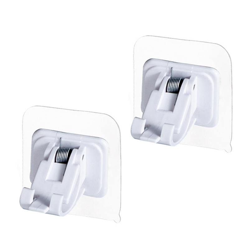 Clip de barra colgante para Cortina de ducha, gancho adhesivo para cortina de pared, ganchos para cortinas, 2 uds.: White 2pcs