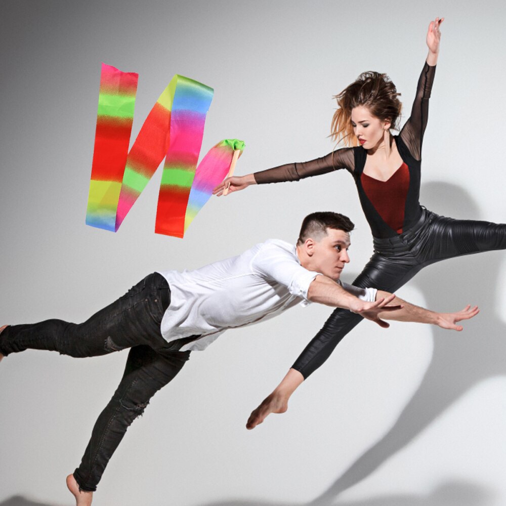 1Pc 2mx10cm Colorful Rhythmic Gymnastics Ribbon Dancing Gymnastics Ribbon Dancing Streamers