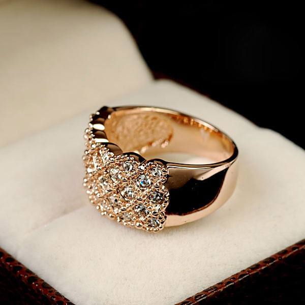 USTAR Brede Vinger trouwringen voor vrouwen met shiny AAA zirconia Rose Gold kleur Kristallen engagement ringen vrouwelijke anel