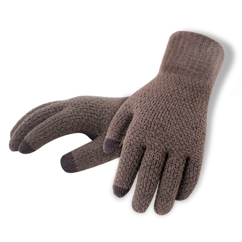 Vinter efterår mænd strikkede handsker touch screen mandlige tykkere varm uld cashmere solide handsker mænd vante business: Coffeenologo