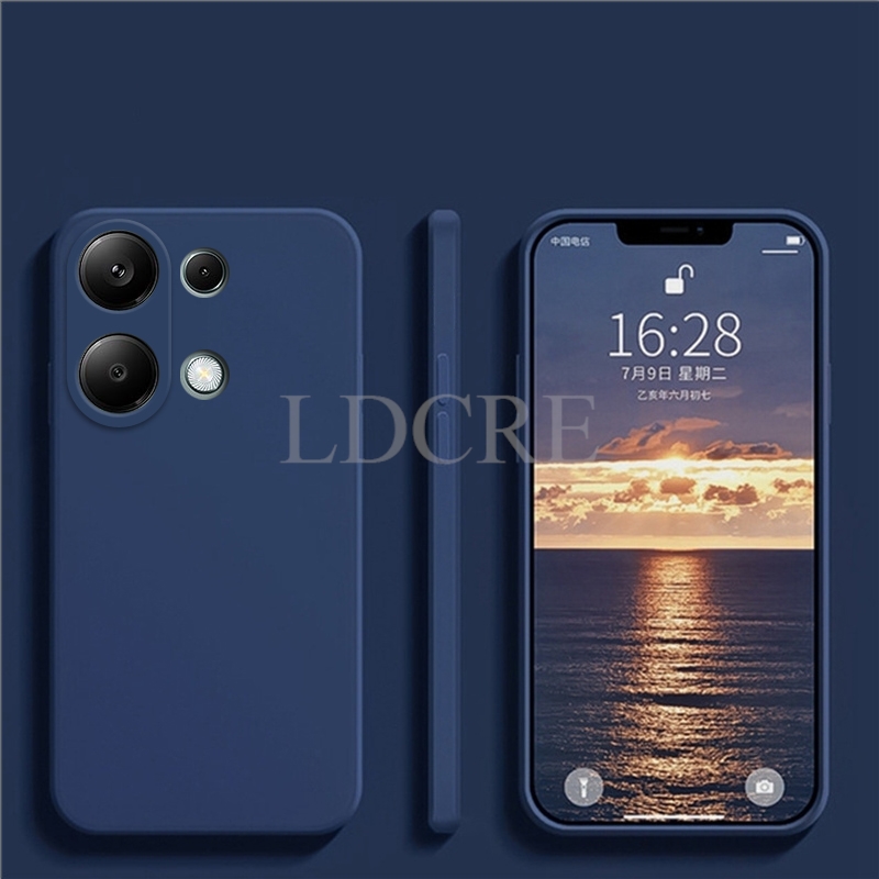 Para Xiaomi Redmi Note 13 Pro funda de silicona líquida Redmi Note 13 Pro funda protectora de TPU para teléfono Redmi Note 13 Pro cubierta: Tela de algodón / Azul