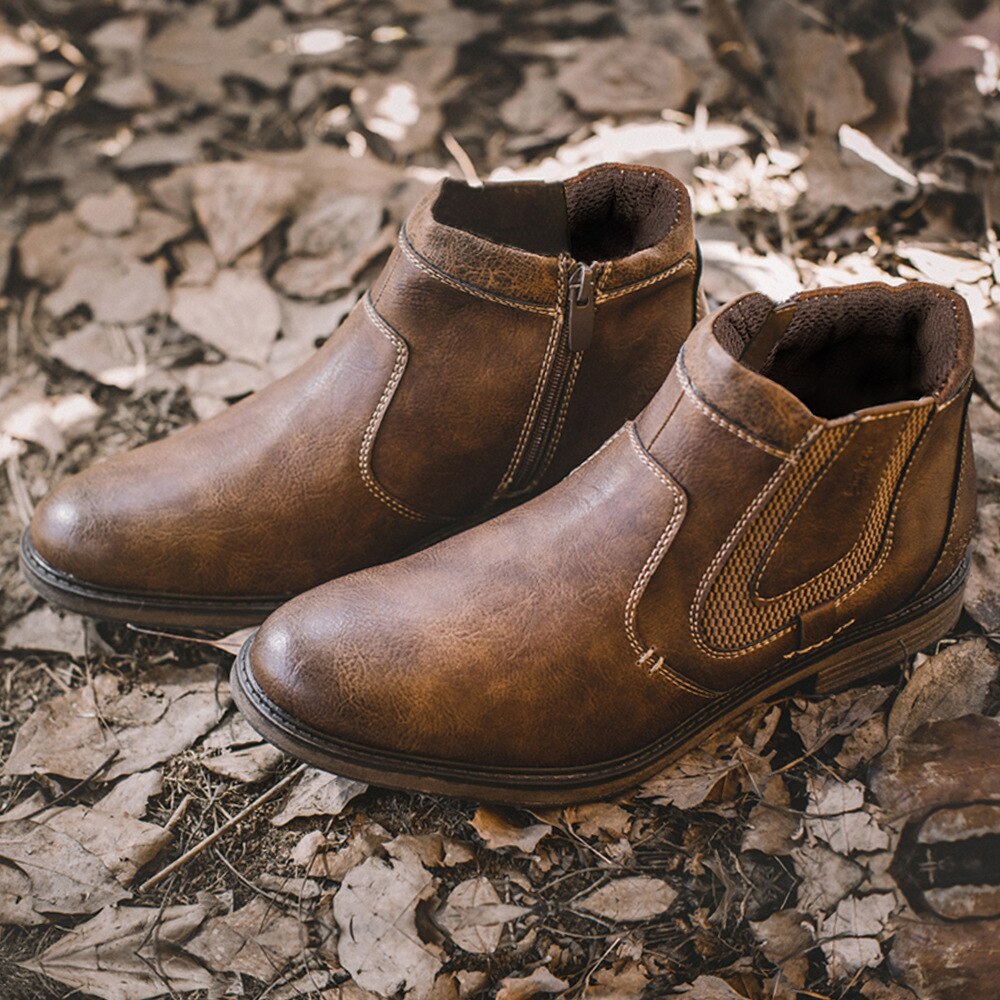 Mannen Laarzen Mode Toevallige Retro Mannen Schoenen Enkel Rits Laarzen Casual Outdoor Botas Werkschoenen Veiligheid Grote Maat 48 Zapatos