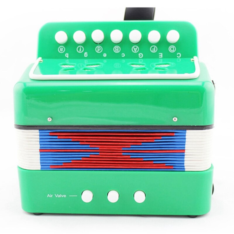 Mini acordeón para niños, 7 teclas, 3 bajos, educativo, para principiantes, práctica, instrumento de música, banda de juguete, 1 ud.