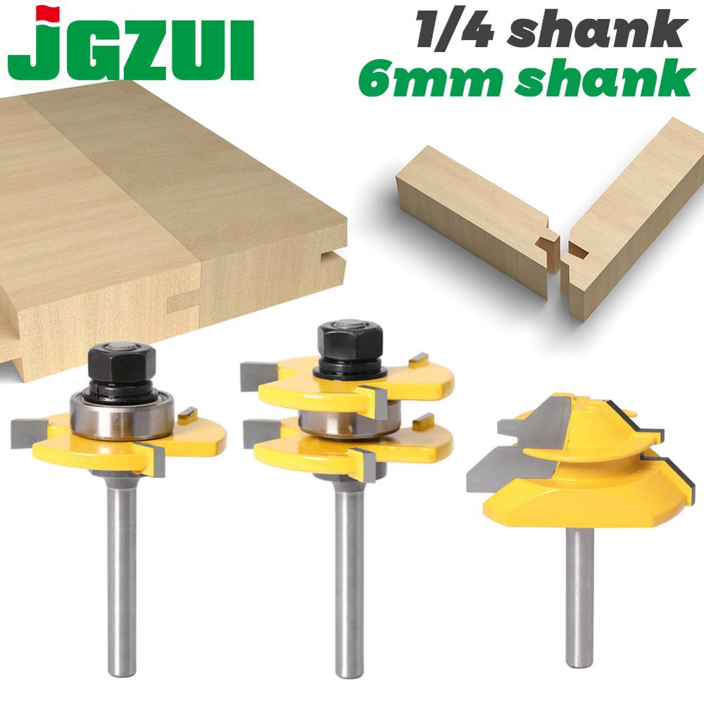 Tongue and Groove Router Bit Tool Set 1/4'' Shank With 45° Lock Miter Bit 1/4'' 6mm Shank - Solid Steel, Anti Kickback