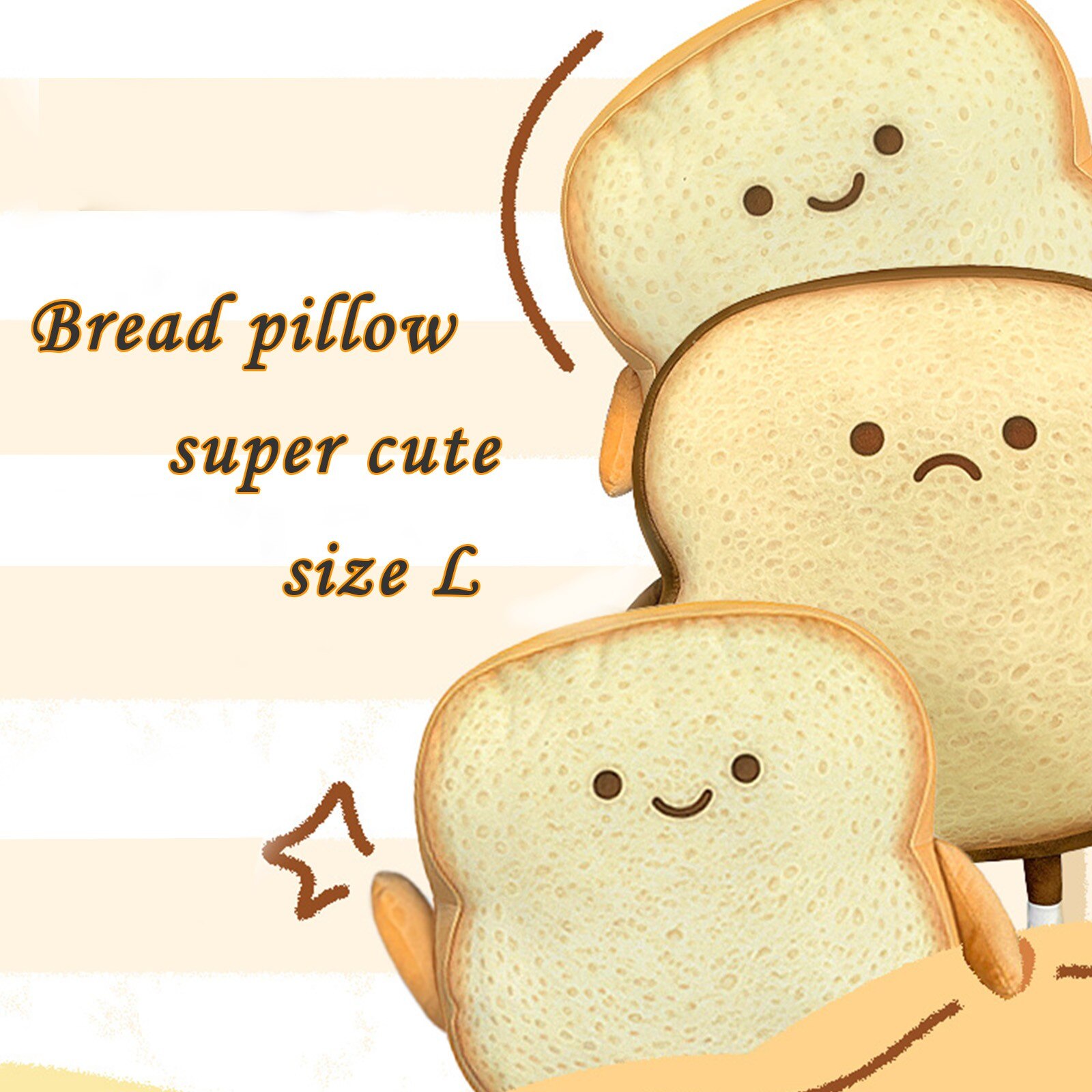 Oreiller en tranches de pain pour enfants, décoration de chambre à coucher, jouets en peluche d'animaux de dessin animé, poupées de fête pour enfants