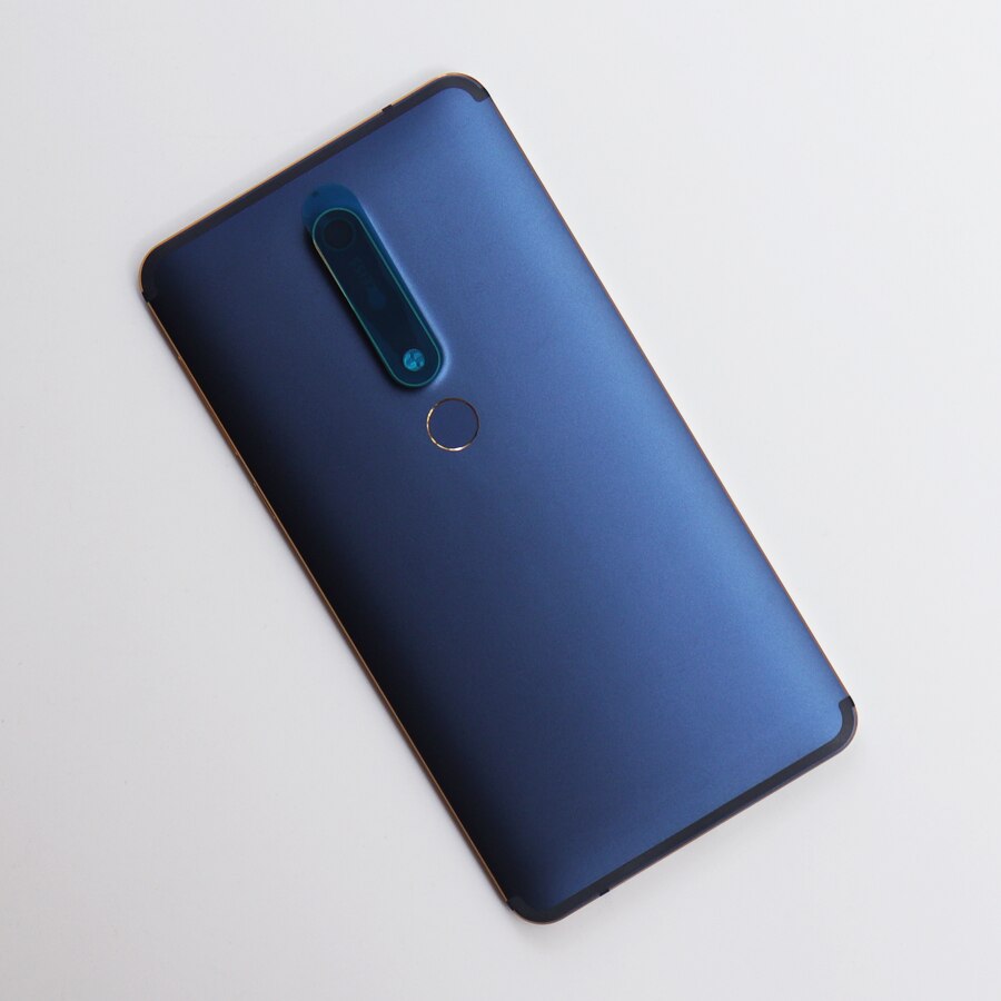 Phone Back Cover for Nokia 6.1 TA-1045 - Aluminum Housing with Lens & Fingerprint Sensor: Blue
