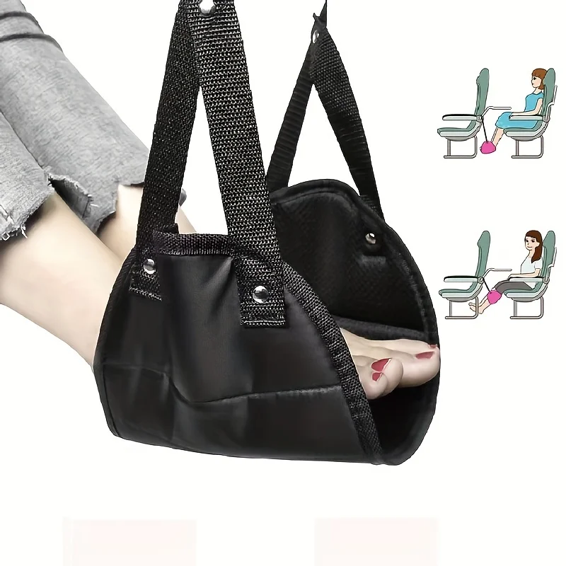 Comfort Airplane Footrest With Adjustable Strap Portable Hammock Chair Under Desk Leg Rest Travel Accessories