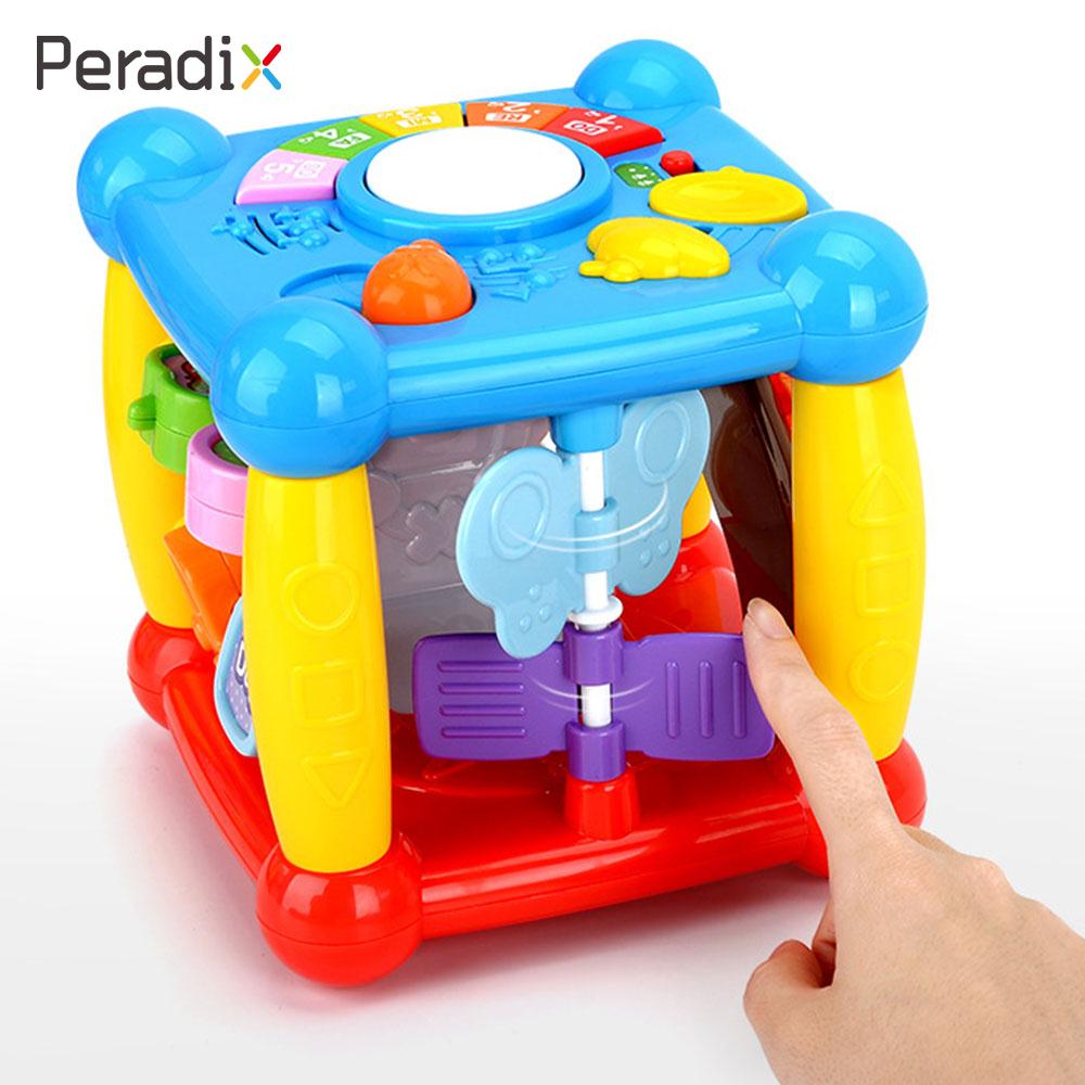 Baby Weisheit Haus Lichter Musik Box Beleuchtung Kindheit Pädagogisches Spielzeug Multifunktionale Cube Sechs-Seitige Musik