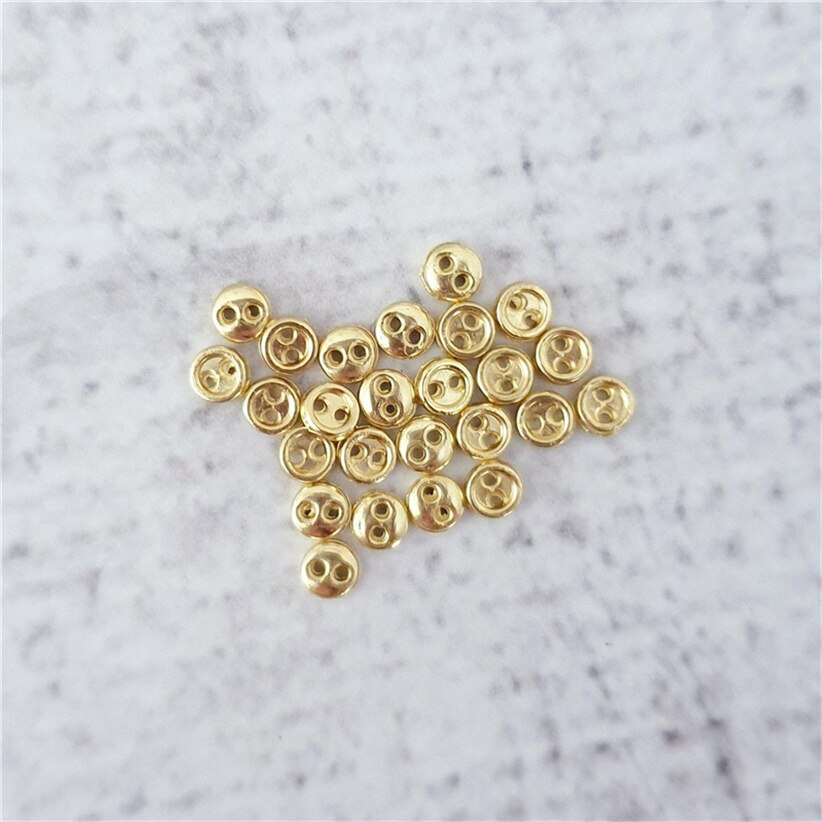 100 stk 4mm metal runde 2 huller lille dukke tøj sølv/guld/messing knapper gør det selv håndlavet syning flatback knap scrapbog