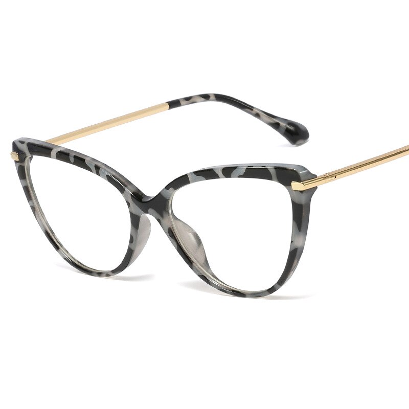 Gafas Cat Eye para mujer, Cateye Tr90 montura metálica, Gafas de piernas primaverales para mujer, Gafas Retro Vintage para mujer, marcos de Gafas: gray leopard