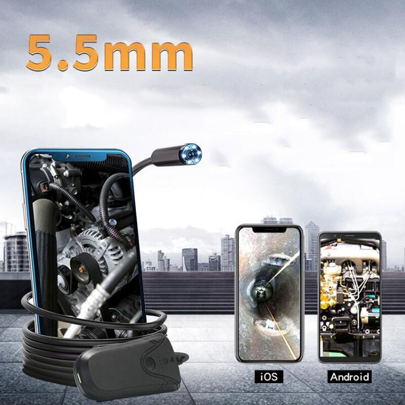 5.5mm 3.5M WIFI Endoscope Camera Mini Waterproof 1080P Hard Cable Inspection Camera USB Endoscope For Android IOS