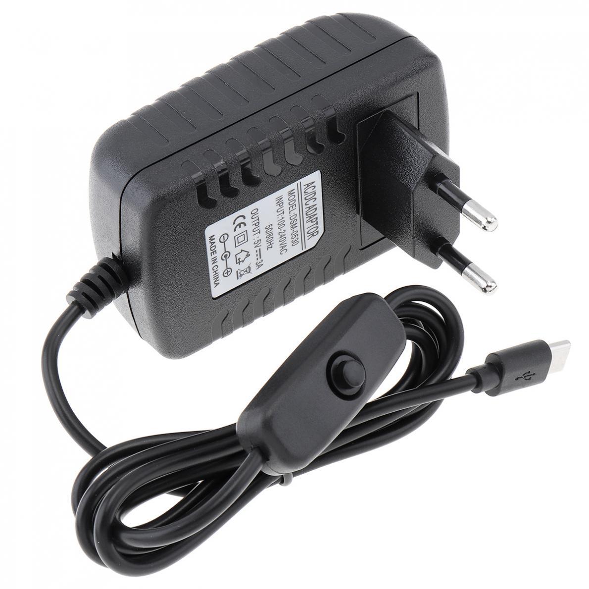 5 v 3a strömadapter med strömbrytare för raspberry  pi 4 typ-c usb strömladdningsadapter för hallon  pi 4