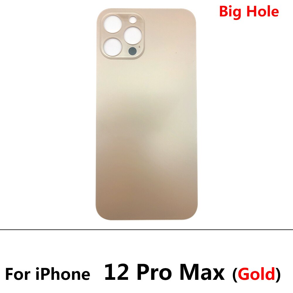 Big Hole Glass Back Cover For Iphone 12 Pro Max 12 Mini Battery Back Cover Glass Rear Door Replacement Housing: For 12 Pro Max Gold