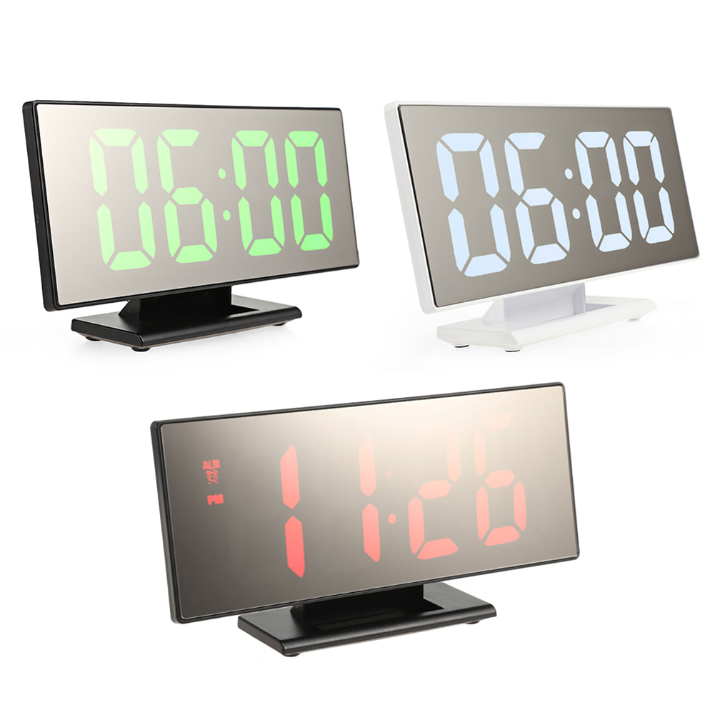 Alarm Clock Digital Big LED Screen Mirror Mute Time Display Alarm Clock Desk Table Timepiece Multifunctional Makeup Mirror Watch