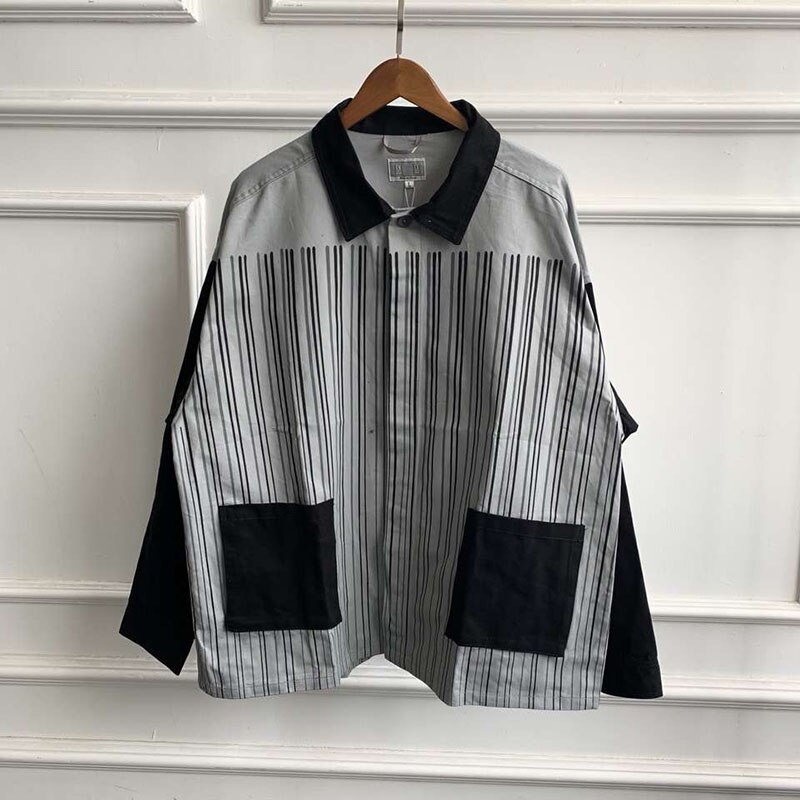 Streetwear hip hop ce cav empt stribede skjorter afslappet forår sommer cavempt langærmede skjorter: Xl