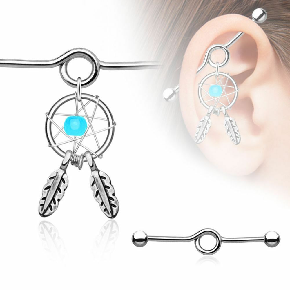 Schmetterling Pfeil Industrielle Hantel für Frauen Männer Stahl CZ Knorpel Wendel Ohrringe Zucht Karosserie durchbohren Schmuck Oreja 14G x 38mm 1PC