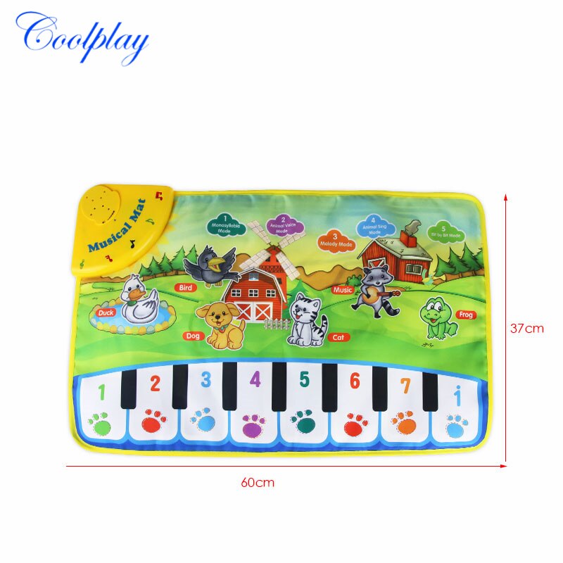 Kids Musical Rug Animals Sounding Mat 5 Mode Tone Piano Carpet Piano Keyboard Rug Blanket Early Educational Toys for Kids