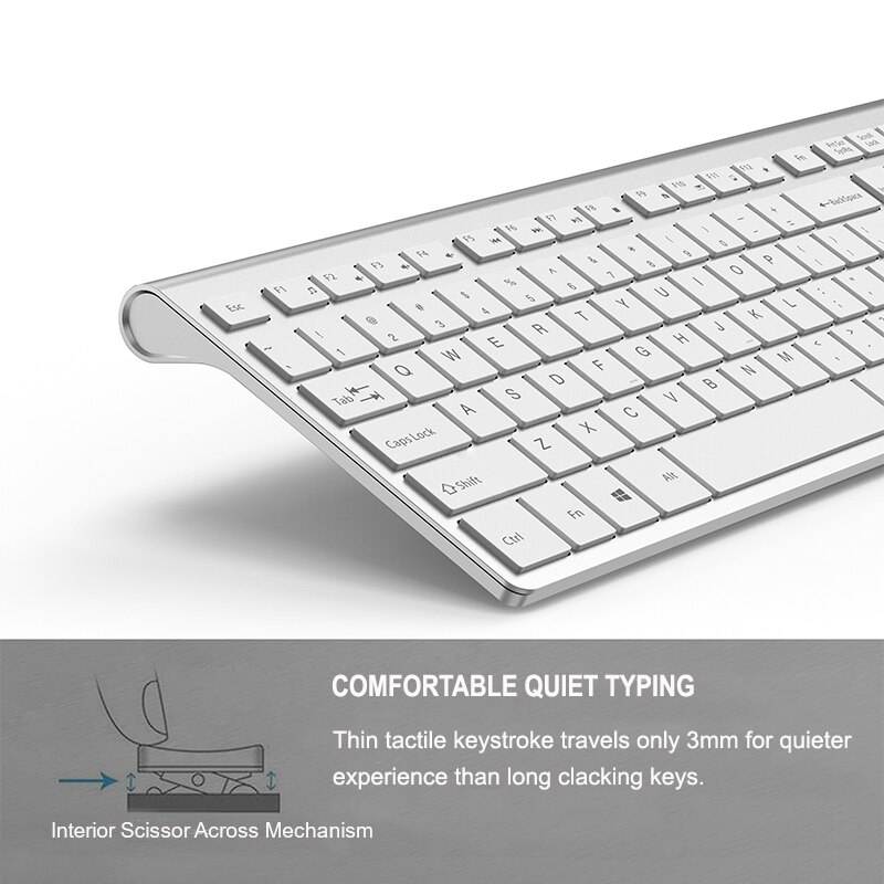 JOYACCESS 106 Keycaps 2.4GHz Wireless Keyboard and Mouse French/German/English/Italian/Spanish Rechargeable Keyboard Mouse Combo