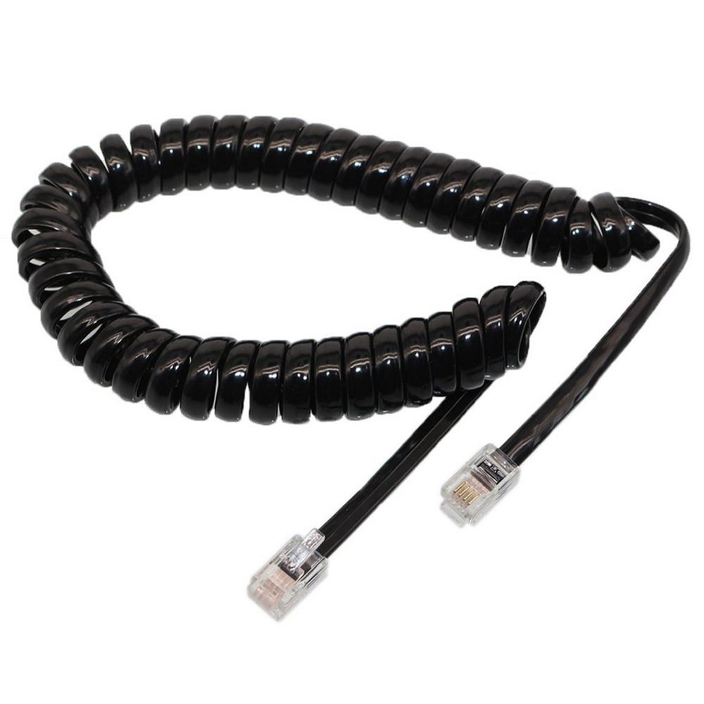 3M Telephone Handset Phone Cable Extension Cord Curly Coiled Cable Telephone Spiral Receiver Connector Spring Wire RJ10 Plug