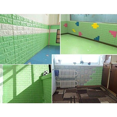 WALL SELF ADHESIVE GREEN FLEXIBLE BRICK WALL PANEL 390276616