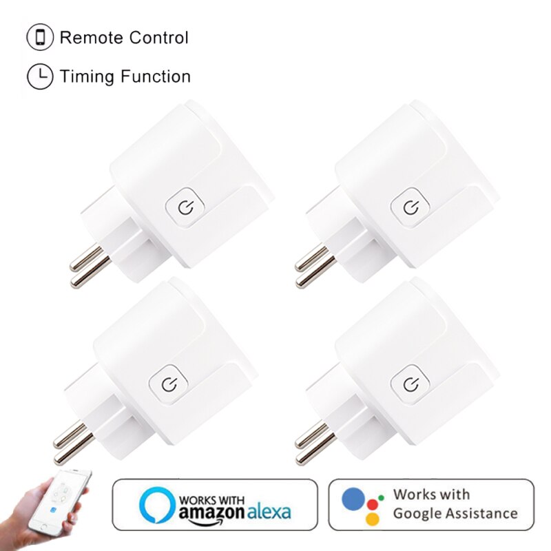 2/4/6 Stuks Smart Plug Eu 16A 100-250V Draadloze Afstandsbediening Voice Control Wifi Socket Met Power monitor Werken Met Google Home Alexa: 4 Pieces