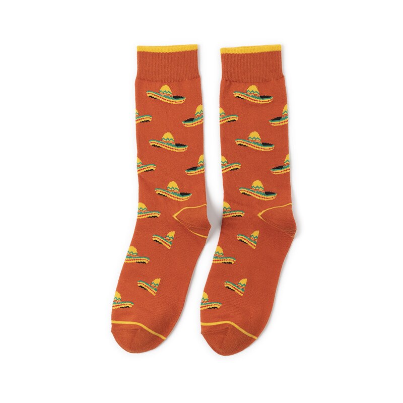 Dessin animé motif impression chaussettes cocotier Kiwi fruits crème glacée ananas insectes oiseau mignon Fun hommes coton chaussette décontracté: 8