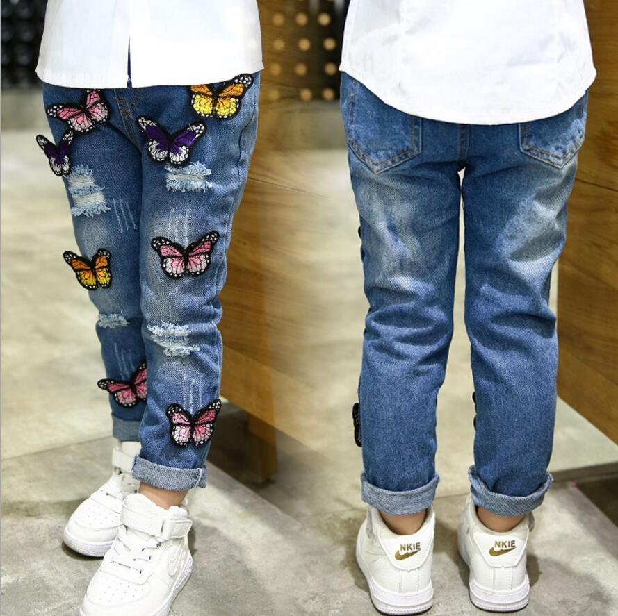 Pantalones vaqueros con agujeros rotos para niñas, ropa de , primavera y otoño