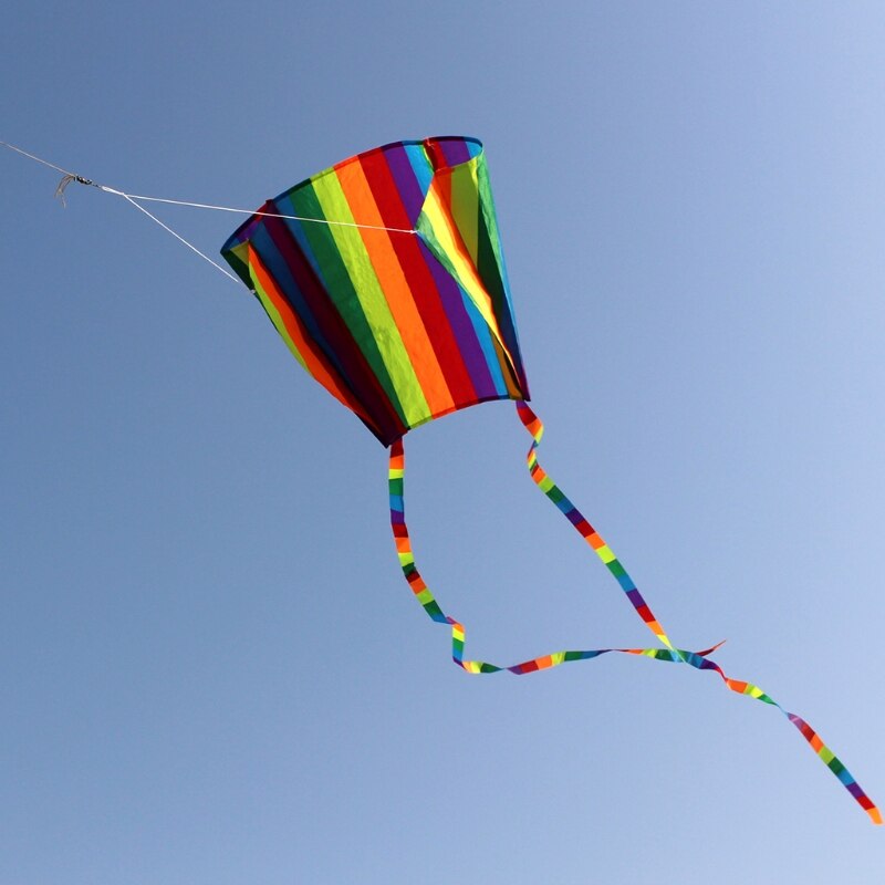 Happyy baby regenbogen-gleitschirmdrachen mit schwänzen, weiches drachenspielzeug, inklusive 30m drachenleinen