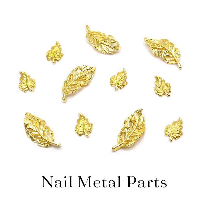 100 stks/partij Japanse 3D Legering Nail Art Boom blad/Veer Klinknagels Metalen Manicure Nail Art Accessoires DIY Nail Decoratie charms