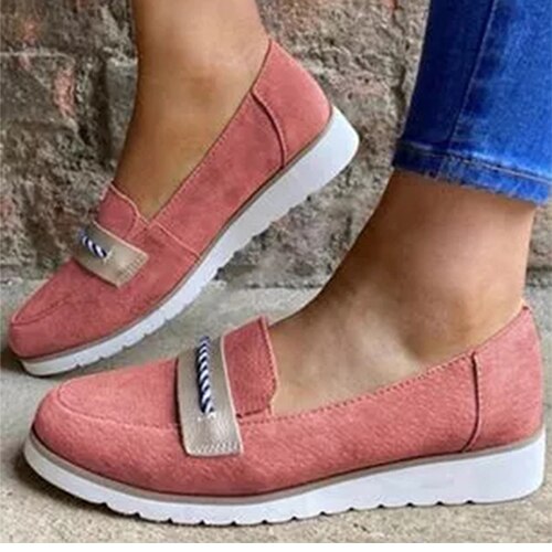 Dames loafers dames platform platte dames casual instappers dames effen ondiepe dames herfst schoenen: Roze / 7.5