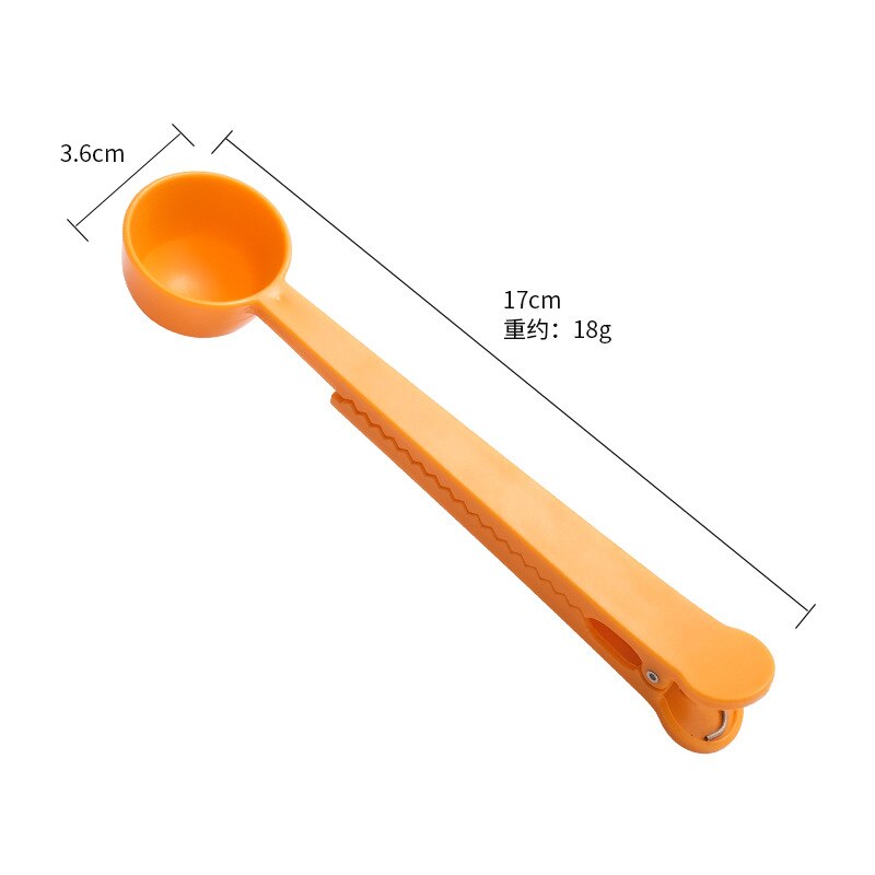 2 In 1 Plastic Koffielepel Keuken Thee Lepels Lange Steel Grond Meet Spoo: Orange