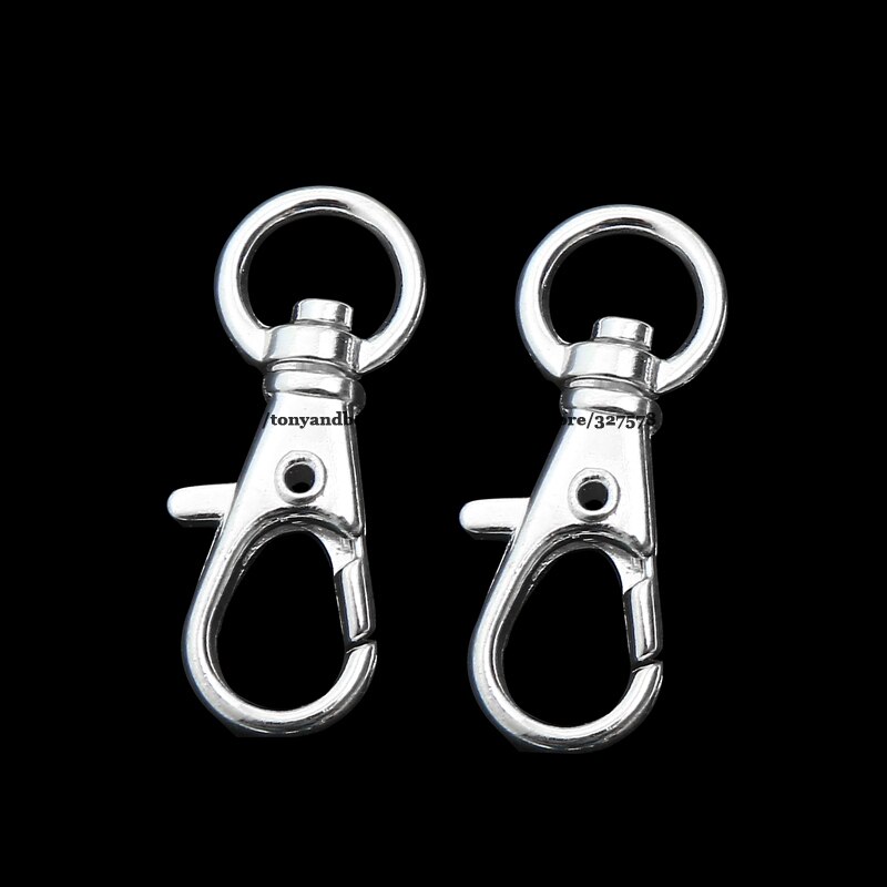 (20Pcs=1Lot !) 32x13mm Lobster Clasp Bag Key Rings Silver Tone Keychain Pick Color: Silver Plt
