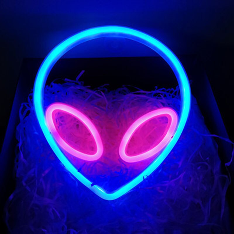 Led neon skylt ljus universum panel vägglampa hängande led neon ljus vägglampa för hem fest rum dekor bar dekoration: Alien blå rosa