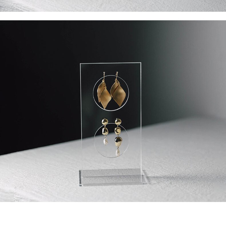 Eenvoudige sieradendisplay van helder acryl, oorbellenstandaard, verticale houder, oorstekers, piercings, opslag, showrek, fotografie-rekwisieten