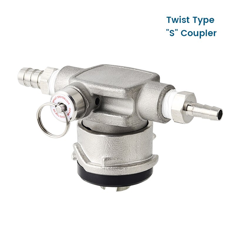 Low Profile "S" System Keg Coupler, European Sankey Keg "S" Type Couplers with Lever Handle Homebrewing Kegerator Dispenser: Twist Type