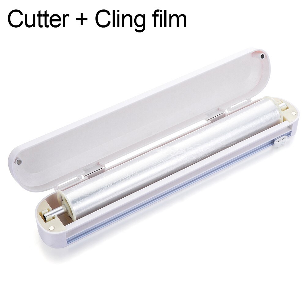 Food Wrap Dispenser Cutter Foil Cling Film Wrap Dispenser Plastic Sharp Cutter Storage Holder Suction Cup Kitchen Tool: Cutter X Cling film